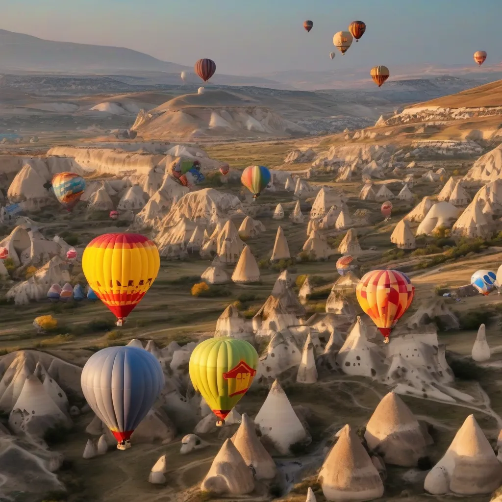 Colorful hot air balloons over Cappadocia